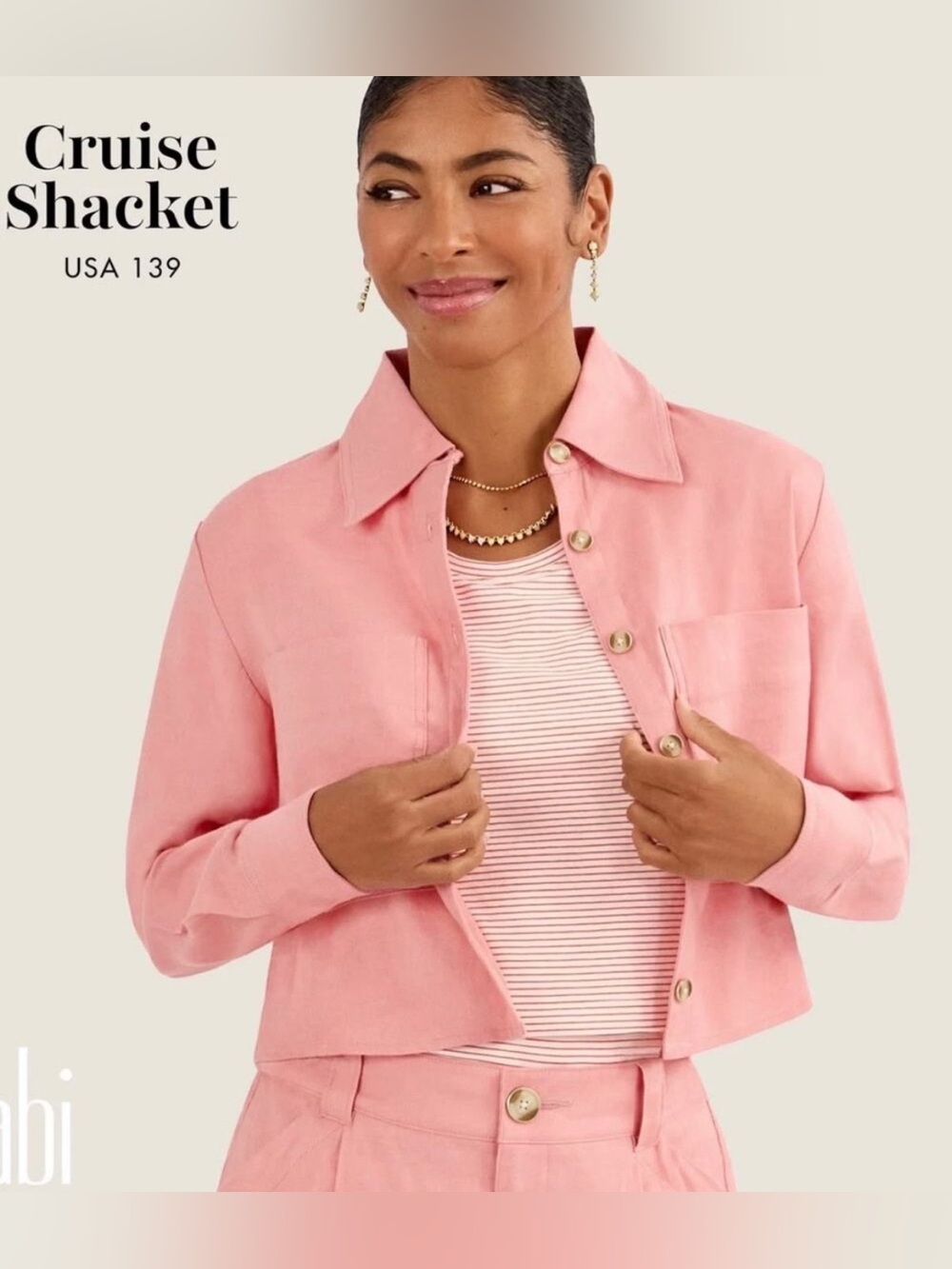 CAbi Cruise Shacket In Nantucket Red Linen Blend Style Number 6707